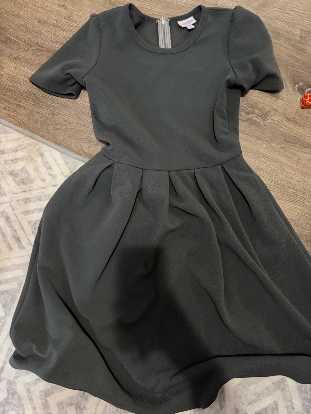 LuLaRoe Dark Gray Pleated Short Sleeve Dress
